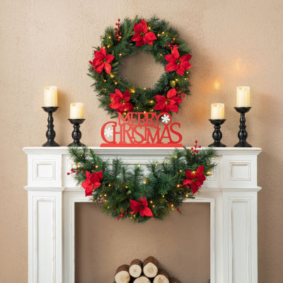 Glitzhome 3ft Pre-Lit Berries Christmas Swags