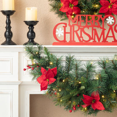 Glitzhome 3ft Pre-Lit Berries Christmas Swags