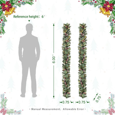 Glitzhome 2pc 6ft Pinecones Berries Indoor Christmas Garland