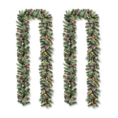 Glitzhome 2pc 6ft Pinecones Berries Indoor Christmas Garland