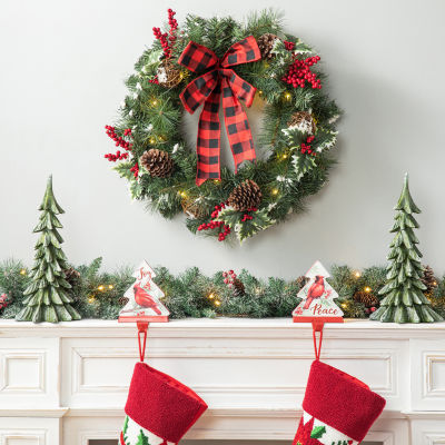 Glitzhome 2ft Snow Berry Twig Ball Wreath