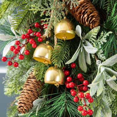 Glitzhome 2.2ft Berry Pinecone And Bell Teardrop Christmas Swags