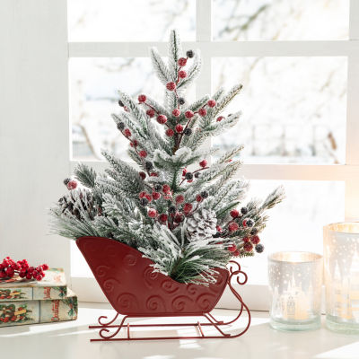 Glitzhome Frosted Floral Centerpiece Swag