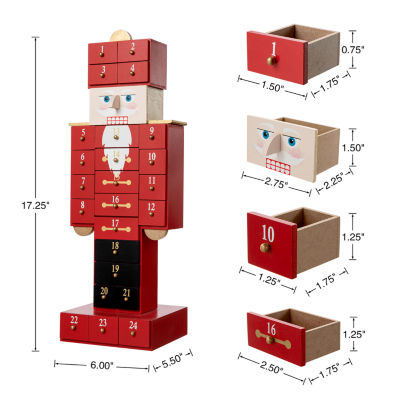 Glitzhome Wooden Nutcracker Countdown Christmas Advent Calendar