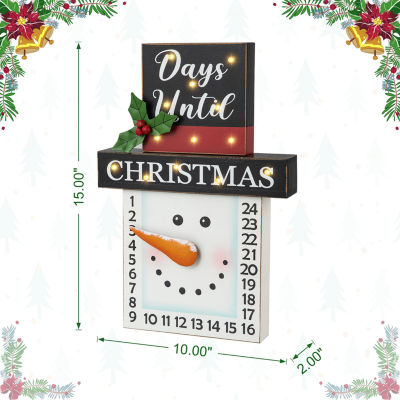 Glitzhome Lighted Wooden Snowman Countdown Christmas Advent Calendar