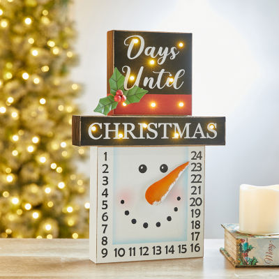 Glitzhome Lighted Wooden Snowman Countdown Christmas Advent Calendar