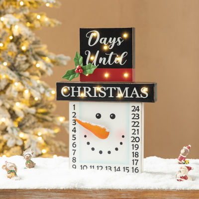 Glitzhome Lighted Wooden Snowman Countdown Christmas Advent Calendar