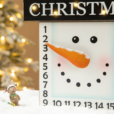 Glitzhome Lighted Wooden Snowman Countdown Christmas Advent Calendar