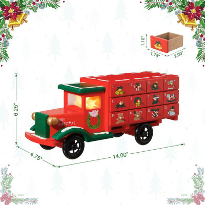 Glitzhome Wooden Truck Countdown Christmas Advent Calendar