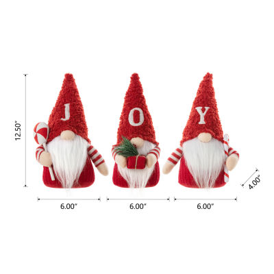 Glitzhome 3-pc ''Joy'' Fabric Christmas Decor Gnome