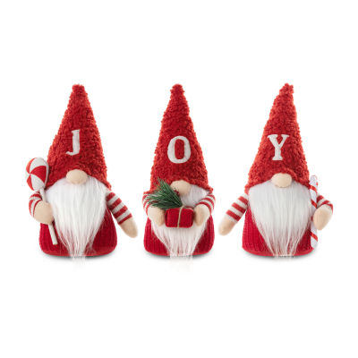 Glitzhome 3-pc ''Joy'' Fabric Christmas Decor Gnome