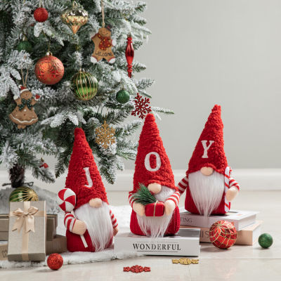 Glitzhome 3-pc ''Joy'' Fabric Christmas Decor Gnome