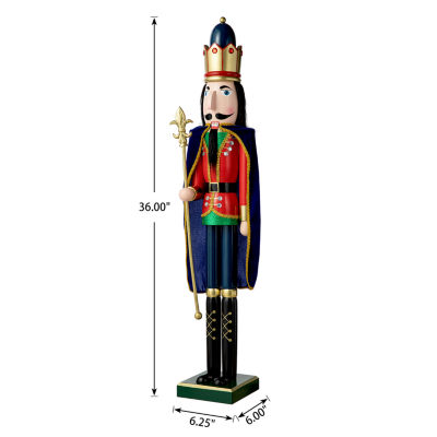 Glitzhome 3ft King Wooden Christmas Nutcracker