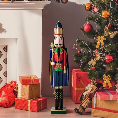 Glitzhome 3ft King Wooden Christmas Nutcracker