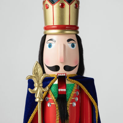 Glitzhome 3ft King Wooden Christmas Nutcracker