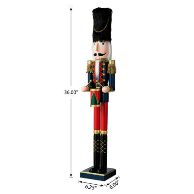 Glitzhome 3ft Wooden Christmas Nutcracker