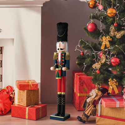 Glitzhome 3ft Wooden Christmas Nutcracker