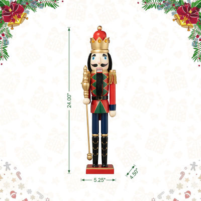 Glitzhome 2ft King Wooden Christmas Nutcracker