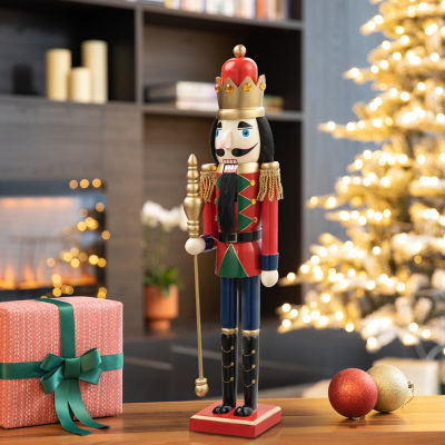 Glitzhome 2ft King Wooden Christmas Nutcracker