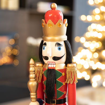 Glitzhome 2ft King Wooden Christmas Nutcracker