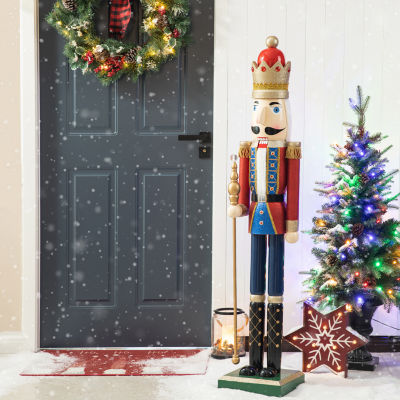 Glitzhome 4.5ft Wooden King Christmas Nutcracker