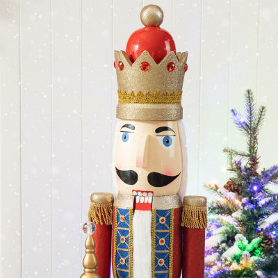 Glitzhome 4.5ft Wooden King Christmas Nutcracker