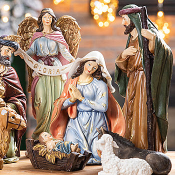 Glitzhome 10 in. H Resin Nativity Figurine Set (12-Pieces) 2009900019 - The  Home Depot