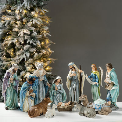 Glitzhome 12pcs Figurine Nativity Set