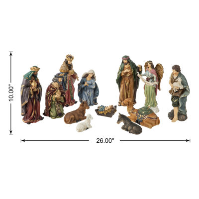 Glitzhome 12pcs Figurine Nativity Set