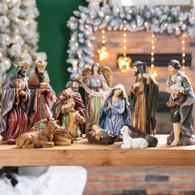 Glitzhome 12pcs Figurine Nativity Set