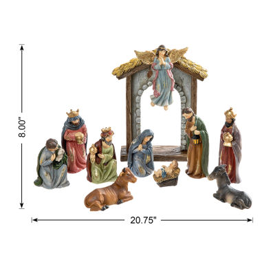 Glitzhome 11pcs Resin Figurine Nativity Set