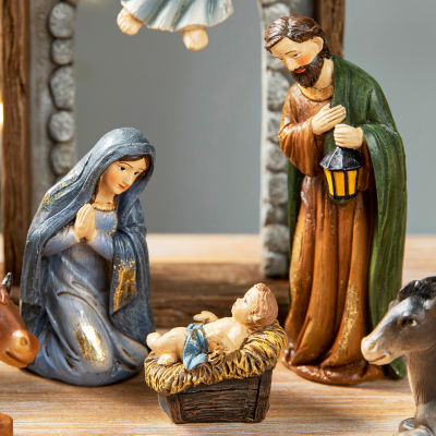 Glitzhome 11pcs Resin Figurine Nativity Set