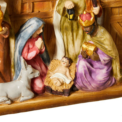 Glitzhome Lighted Resin House Nativity Set