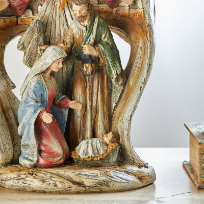 Glitzhome Resin Angel Nativity Set