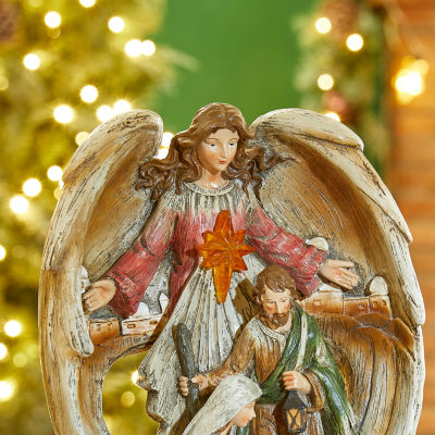 Glitzhome Resin Angel Nativity Set