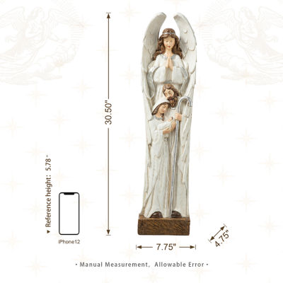 Glitzhome Ivory Resin Angel Figurine Nativity Set