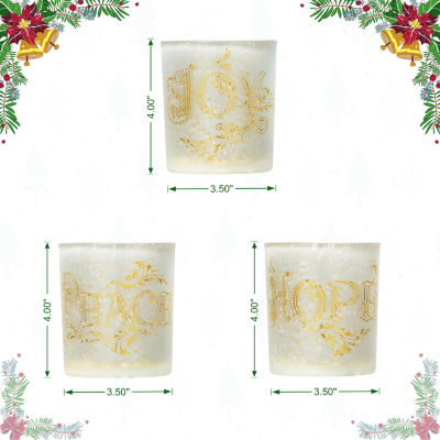 Glitzhome Nativity Glass 3-pc. Candle Holder