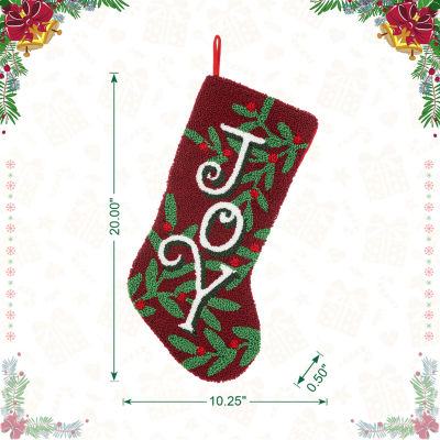 Glitzhome Joy Hooked Christmas Stocking