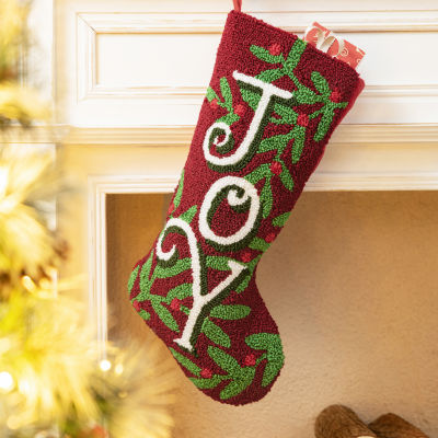 Glitzhome Joy Hooked Christmas Stocking