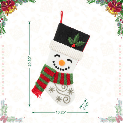 Glitzhome Snowman Hooked Christmas Stocking