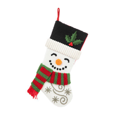 Glitzhome Snowman Hooked Christmas Stocking