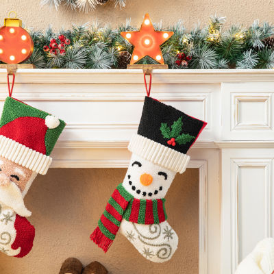 Glitzhome Snowman Hooked Christmas Stocking