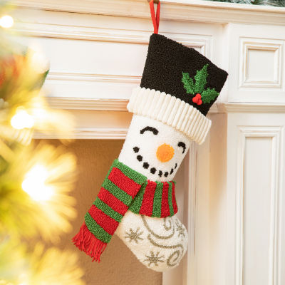 Glitzhome Snowman Hooked Christmas Stocking