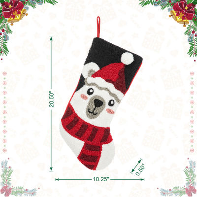 Glitzhome Polar Bear Hooked Christmas Stocking