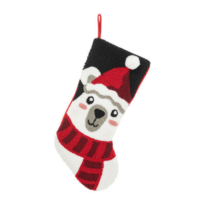 Glitzhome Polar Bear Hooked Christmas Stocking