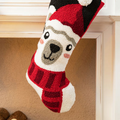 Glitzhome Polar Bear Hooked Christmas Stocking