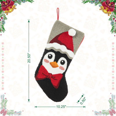 Glitzhome Penguin Hooked Christmas Stocking