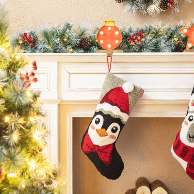Glitzhome Penguin Hooked Christmas Stocking