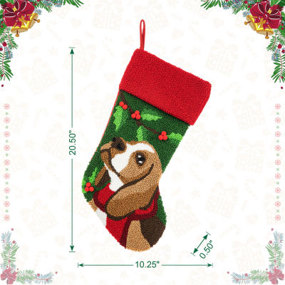 Glitzhome Dog Hooked Christmas Stocking