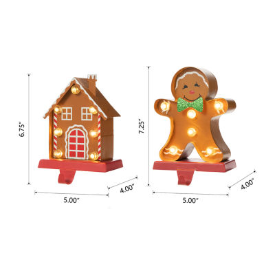 Glitzhome Marquee Gingerbread 2-pc. Christmas Stocking Holder